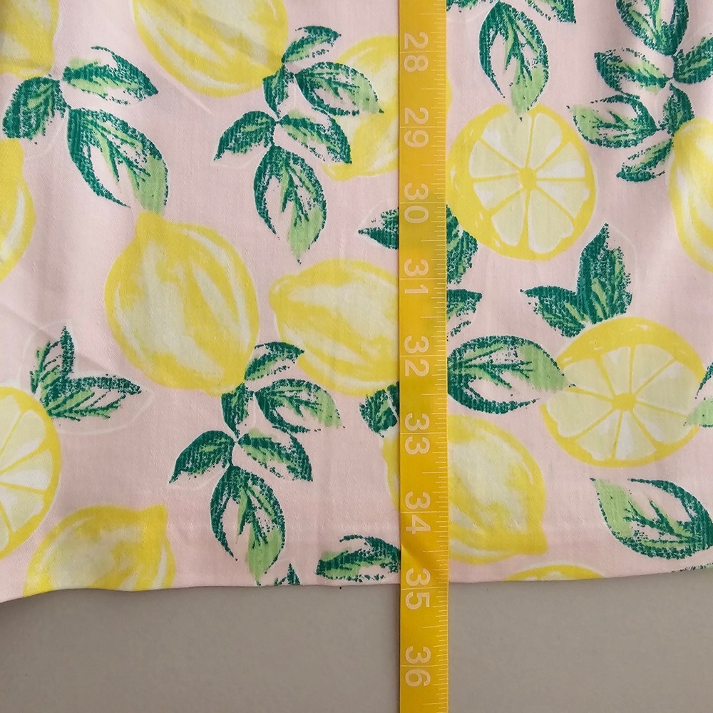 Cynthia Rowley Lemon Print Sleeveless Shift Dress 6 Pink Yellow Euro Summer NWT - Picture 7 of 8